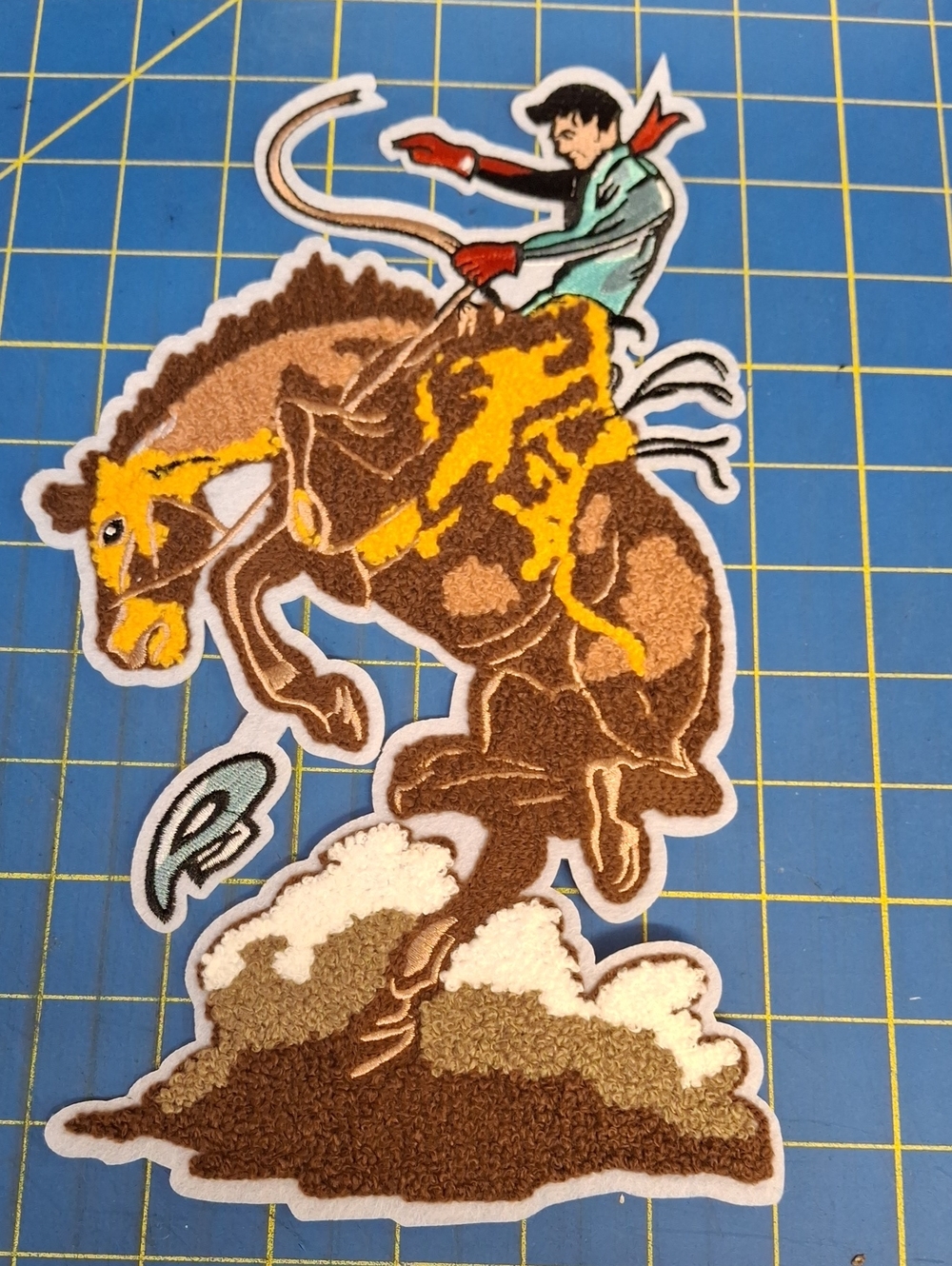 Cowboy Bronco Horse Western Rodeo Bull 11" Patch New